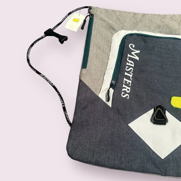 NWT Official Masters Navy and Gray Cinch Bag with Yellow Accent - Picture 2 of 9